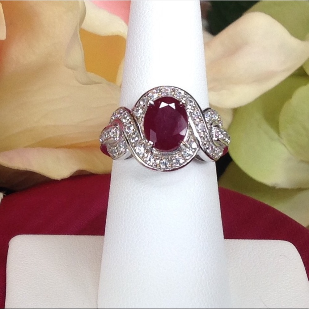 Genuine Mahaleo Ruby & Zircon Ring - image 2